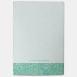 Turquoise Peony Pattern Post-it Notes