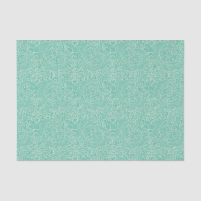 Turquoise Peony Pattern Tissue Paper (Front)