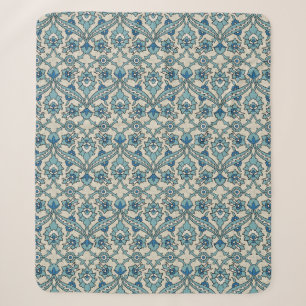 Turquoise Persian Floral Sherpa Blanket