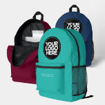Turquoise | Personalised Corporate Logo and Text Printed Backpack<br><div class="desc">Turquoise light blue | Personalised Corporate Logo and Text Modern Business Printed Backpack</div>