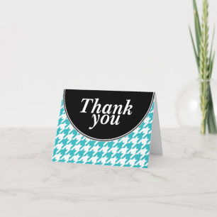Turquoise Personalised Houndstooth Thank You cards