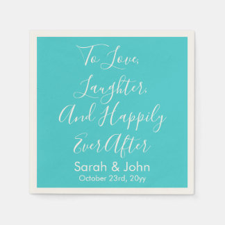 Turquoise Personalised Script Wedding Reception  Napkin