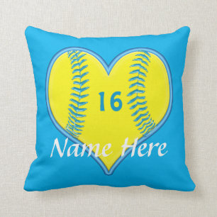 Turquoise Personalised Softball Pillows