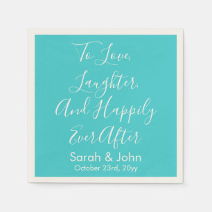 Turquoise Personalized Script Wedding Reception Napkin