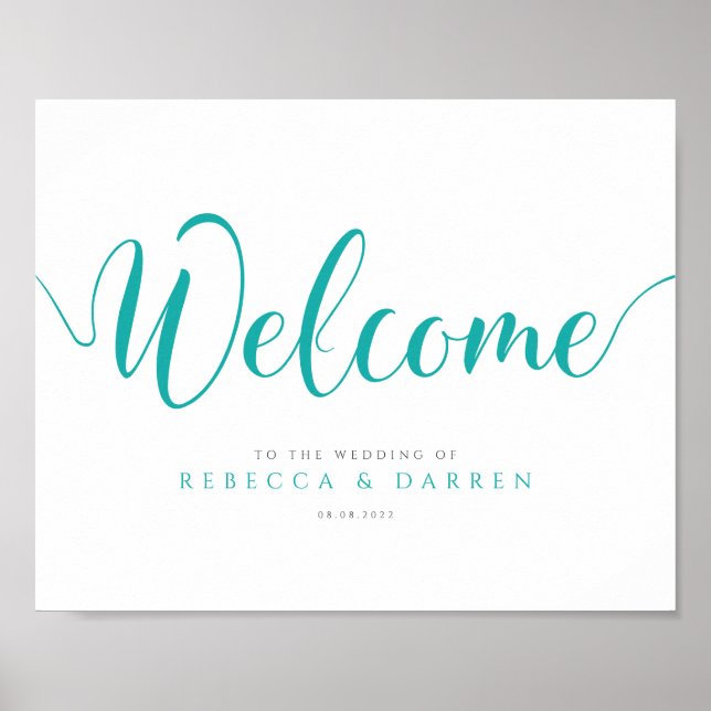 Turquoise Personalized Wedding Welcome Sign (Front)
