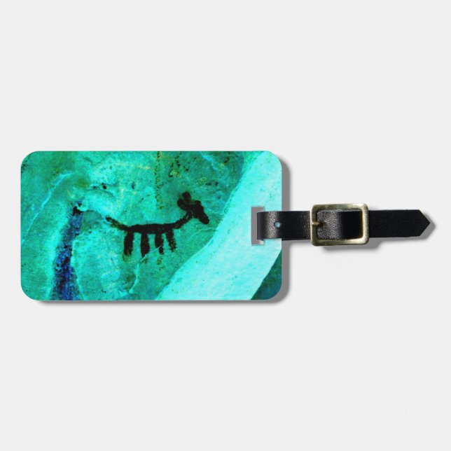 turquoise petroglyph tag (Front Horizontal)