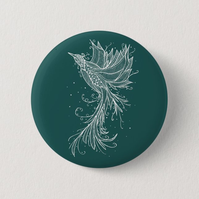 Turquoise Phoenix Button (Front)