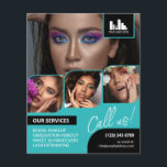Turquoise Photo Collage Logo QR Makeup Promotional Flyer<br><div class="desc">Double sided flyer for a makeup artist, nail artist, hair stylist or similar profession where you need to showcase your work in a retro photo collage with turquoise borders and turquoise background. Personalise with your logo and on the back an additional photo and your QR code with your social media...</div>