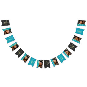 Turquoise Photo Graduation Party Congratulations Bunting