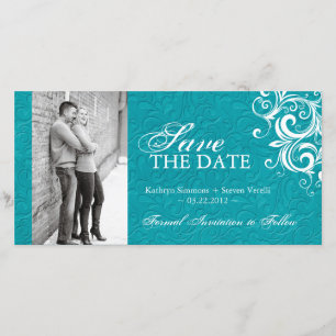 Turquoise Photo Save The Date Invitation