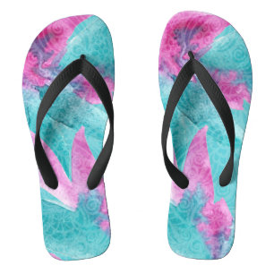 Turquoise Pink Abstract Hawaiian Jandals