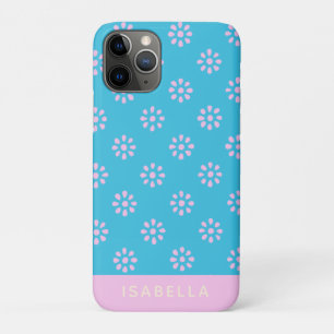 Turquoise Pink Flowers Boho Pattern Personalised Case-Mate iPhone Case
