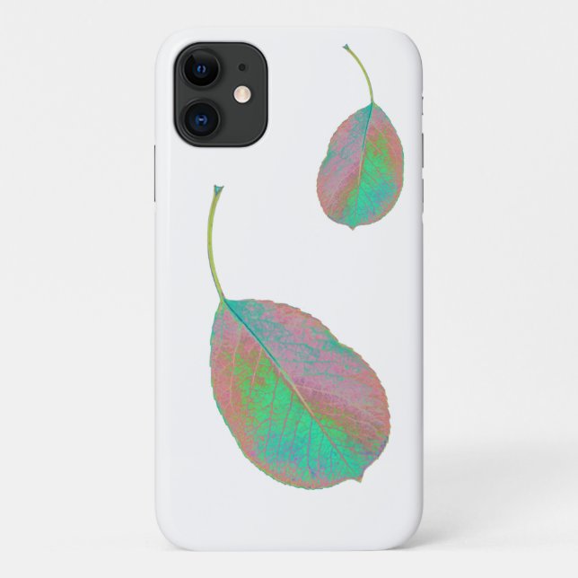 Turquoise Pink Pear Tree Leaf iPhone 11 Case (Back)