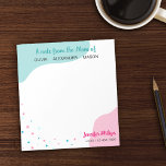 Turquoise Pink Stars A Note From the Mum of<br><div class="desc">Pink and turquoise a note from mum notepad personalised with your name,  your children's names and your phone number. A sprinkle of stars in matching colours strewn across the lower left corner.</div>