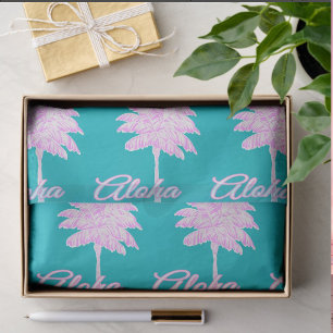 Turquoise Pink White Palm Aloha Tropical Tissue Paper