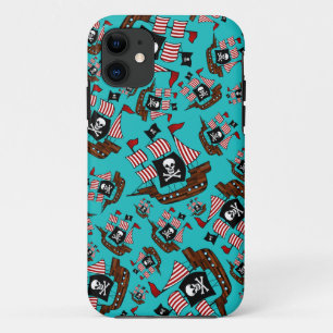 Turquoise pirate ship pattern Case-Mate iPhone case