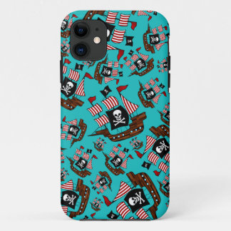 Turquoise pirate ship pattern Case-Mate iPhone case