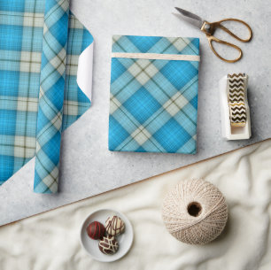Turquoise Plaid Pattern Wrapping Paper