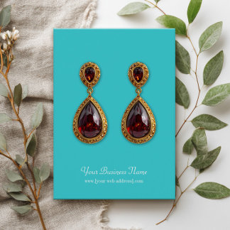 Turquoise Plain Simple Custom Earring Card