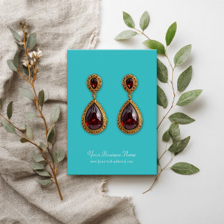 Turquoise Plain Simple Custom Earring Card