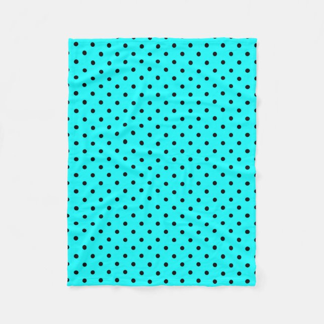 Turquoise polka dot background fleece blanket (Front)