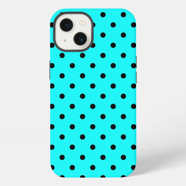 Turquoise polka dot background   iPhone case (Back)