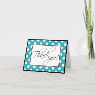 Turquoise Polka Dot Custom Thank You Card