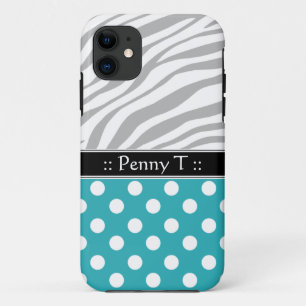 Turquoise Polka Dot Fade Zebra Print iPhone 5 Case