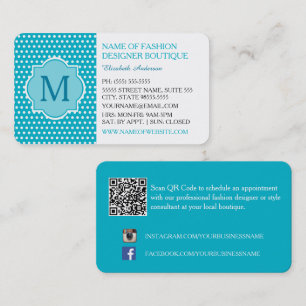 Turquoise Polka Dot Fashion Boutique Business Card