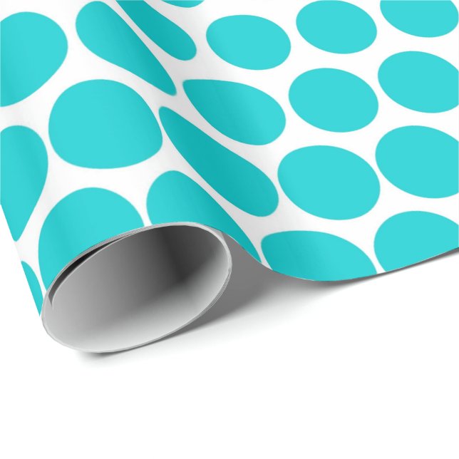 Turquoise Polka Dot Modern White Wrapping Paper (Roll Corner)