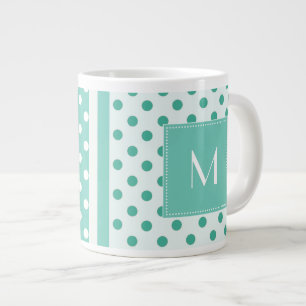 Turquoise Polka Dot Monogram Jumbo Mug