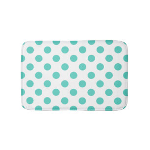 Turquoise polka dots bath mat
