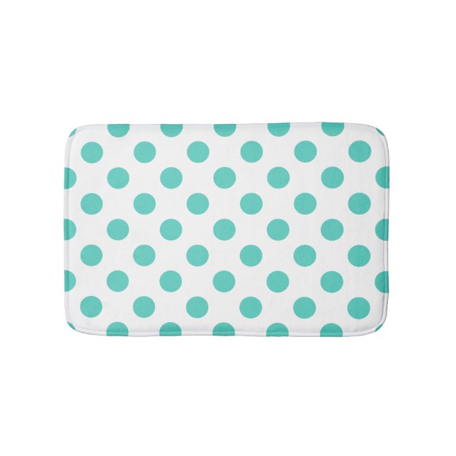 Turquoise polka dots bath mat (Front)