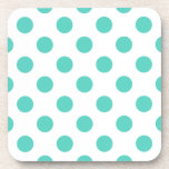 Turquoise polka dots coaster<br><div class="desc">Turquoise polka dots on white background</div>