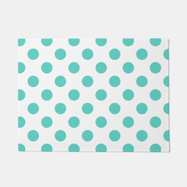 Turquoise polka dots doormat (Front)