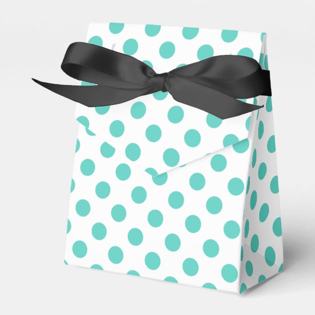 Turquoise polka dots favour box (Front Side)