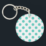 Turquoise polka dots key ring<br><div class="desc">Turquoise polka dots on white background</div>