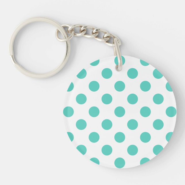 Turquoise polka dots key ring (Front)