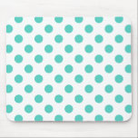 Turquoise polka dots mouse pad<br><div class="desc">Turquoise polka dots on white background</div>