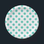 Turquoise polka dots paper plate<br><div class="desc">Turquoise polka dots on white background</div>