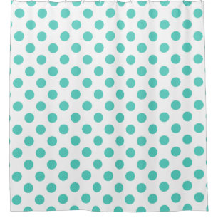 Turquoise polka dots shower curtain