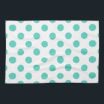 Turquoise polka dots tea towel<br><div class="desc">Turquoise polka dots on white background</div>