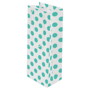 Turquoise polka dots wine gift bag