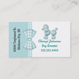 Turquoise Poodle Dog Groomer Business Card