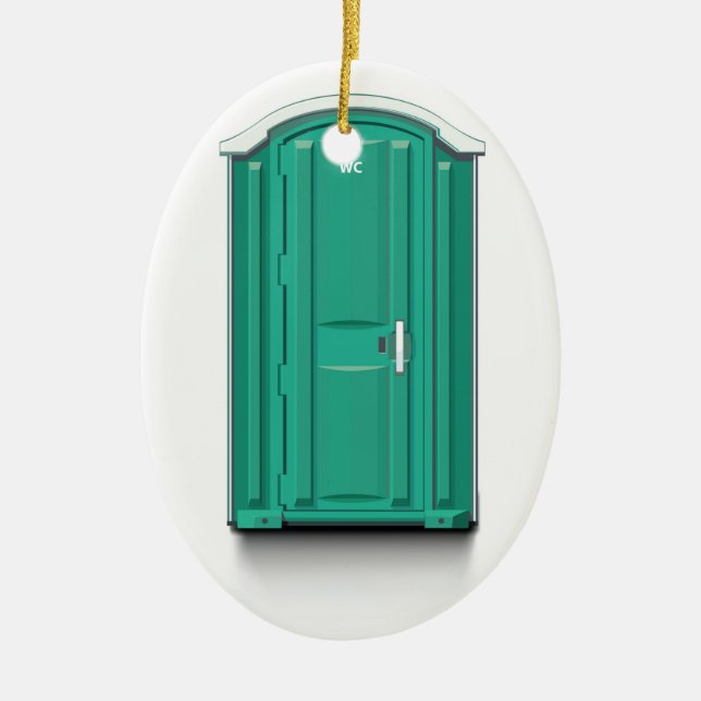 Turquoise Portable Toilet Ceramic Tree Decoration (Front)