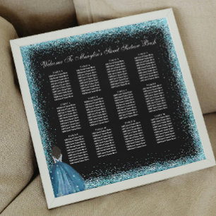 Turquoise Princess Quinceanera Seating Chart Photo Print