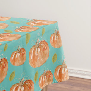 Turquoise Pumpkin Pattern Tablecloth