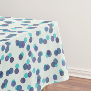 turquoise purple and blue polka dots tablecloth