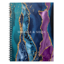 Turquoise Purple Blue Gold Glitter Marble