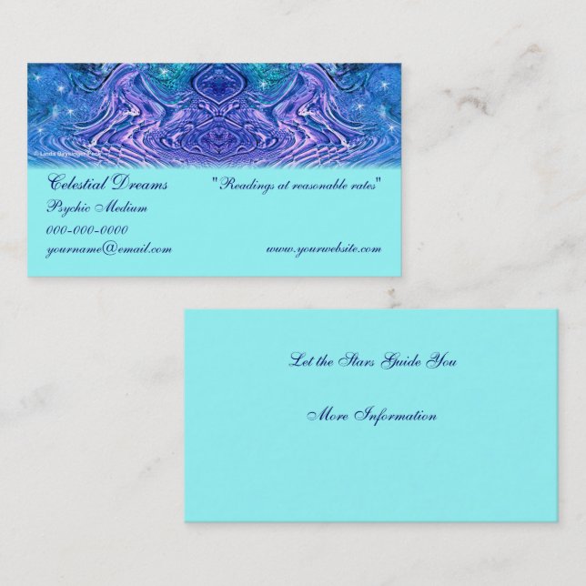 Turquoise Purple Celestial Business Card (Front/Back)